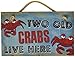 New Vintage Wood Hanging Wall Sign Two Old Crabs Live Here Distressed Plaque Cozy Beach Cottage Decor Art