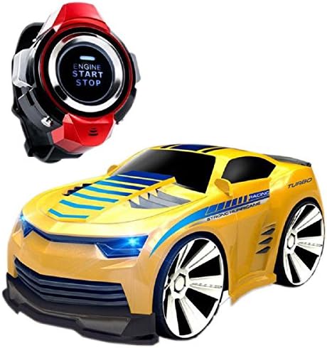 Voice Command Car, Hosyo Voice-activated RC Car, 5 Button Control Modes + 8 Voice-Activated Modes, Rechargeable Radio Commanded by Smart Watch (Yellow)