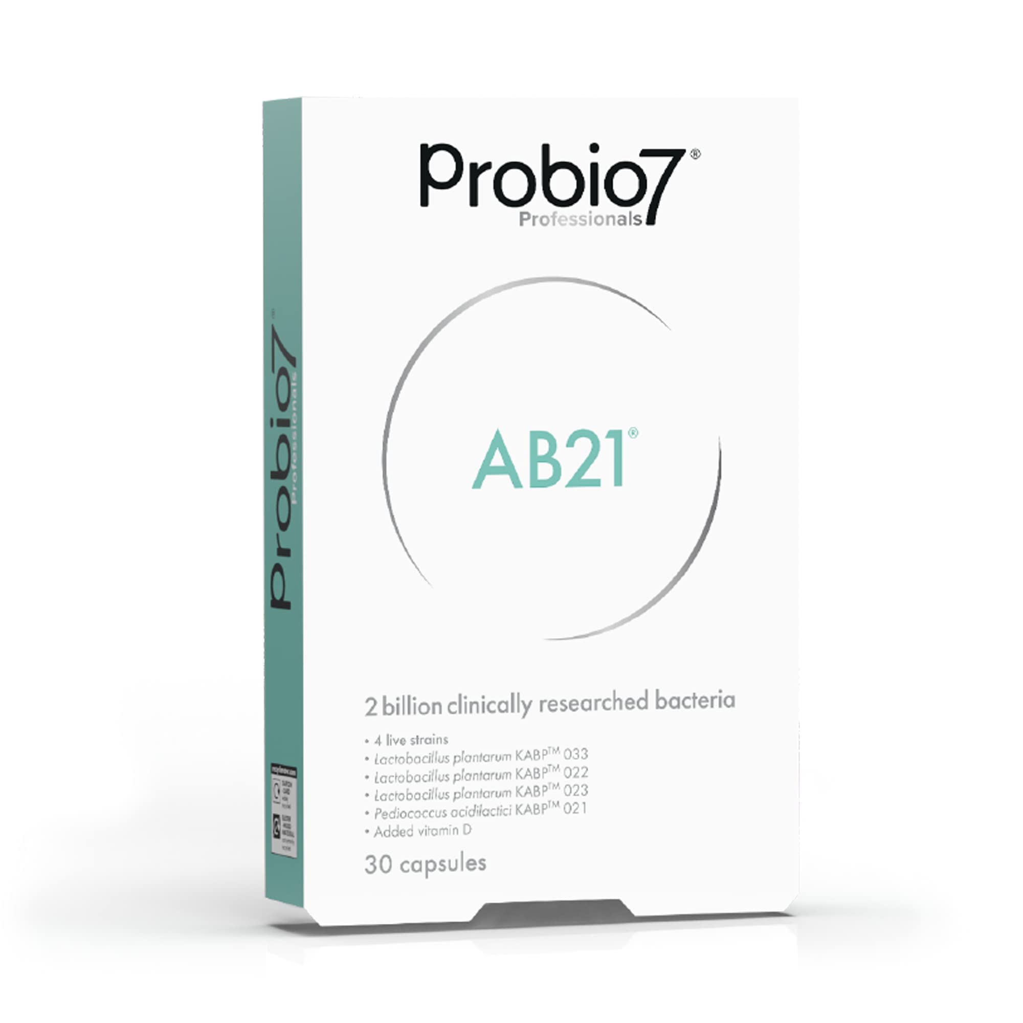 Probio7 Professionals AB21 Gut Health Supplements - Digestive Probiotic Supplement with Vitamin D3 & 2 Billion Bacterial Cultures, for Immune Support & Gut Health - 30 Vegan Capsules