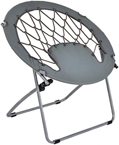 DreamHank Round Camping Folding Bungee Chair Comfortable Lightweight Portable Indoor Outdoor Use (Gray)