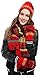 Women Scarf & Glove Set, Knitted Snowflake Deer Detail & Matching Cap