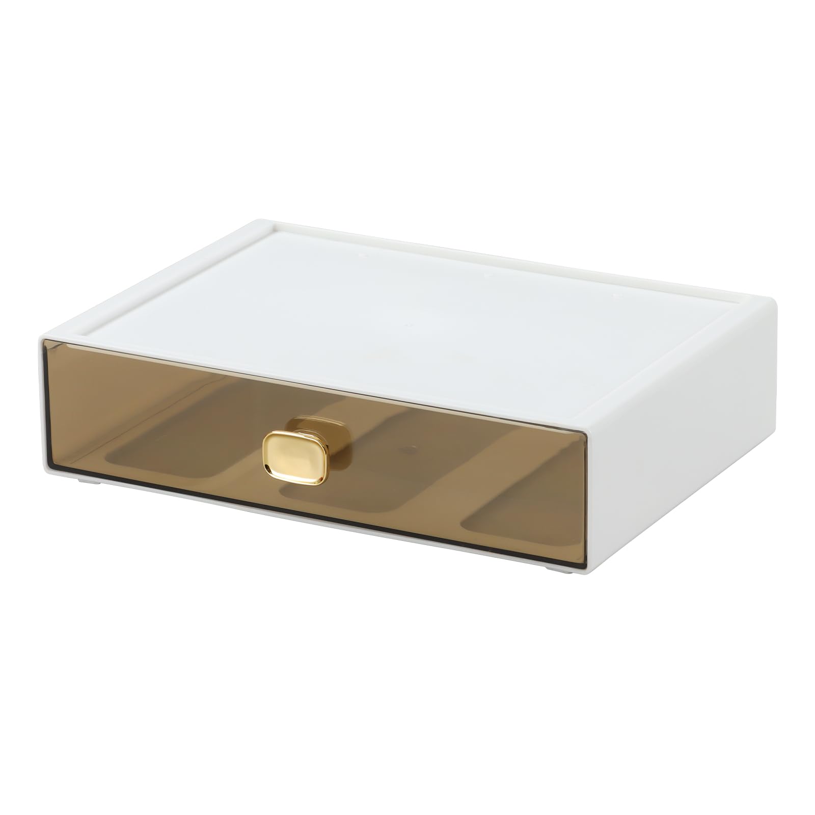 OSteed Spacious Desk Drawers, Stackable Desktop Organizer, Plastic Storage Box for Office, School & Home Supplies (1 Large Drawer, White)