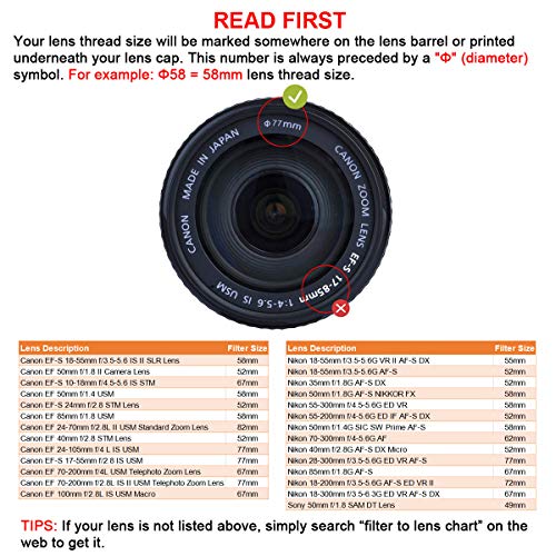 image for waka Unique Design Lens Cap Bundle, 3 Pcs 55mm Center Pinch Lens Cap a