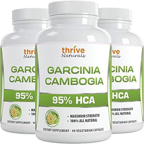 Thrive Naturals Garcinia Cambogia 95% HCA - Best Weight Loss Supplement For Men & Women - Pure Garcinia Cambogia Extract With 95% Hydroxycitric Acid - 270 Vegetarian Capsules - 3 Month Supply (3 Pack)