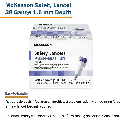 McKesson Safety Lancet, Retractable, Push Button Activation Ideal for