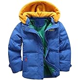 XIFAMNIY Kids Thicken Hooded Jacket Warm Winter Coat Windproof Outwear for Boys Padded Jacket Cool Casual 5-10T