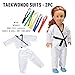 Sakiyr American Girl Doll Clothes Accessories Set - 6 Pack Complete Outfits Include Stewardess, Doctor, Soccer, Taekwondo, School Uniforms for 18
