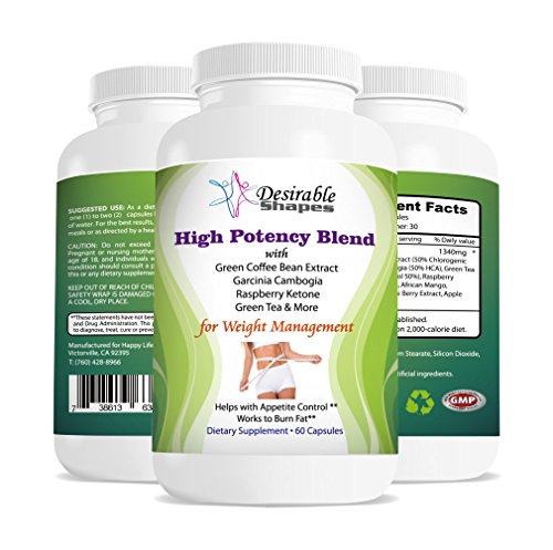 HIGH POTENCY HERBAL BLEND WITH GREEN COFFEE BEAN, GARCINIA CAMBOGIA, GREEN TEA, RASPBERRY KETONE, ACAI BERRY & MORE SUPPLEMENT FOR WEIGHT LOSS MANAGEMENT HELPS WITH DIET PLAN
