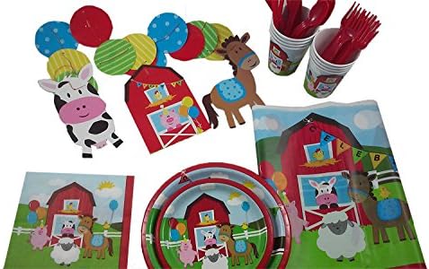 Farm House Party Kit for 8. Barn Yard Fun for Everyone.