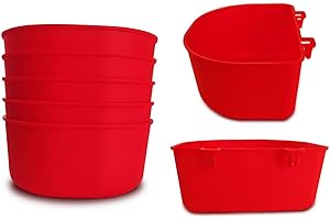 ORIBUKI 5 Pack Cage Cups Chicken Birds Feeder Water Bowl 25 OZ Rabbit Feeding Watering Dish for Travel Carrier Cat Puppy Food Dispenser Hanging Wire Cages Treats Box Seed Drinking Coop Cup Birdbath