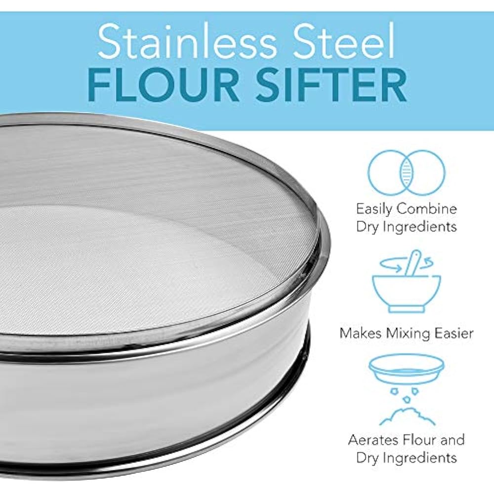 Stainless Steel Flour Sifter 12" Diameter X 2.5" High MeshHole Size eBay