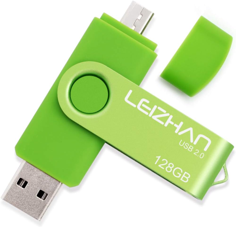 LEIZHAN 128GB Memory Stick USB Dual Port(USB 2.0 & Micro USB) Rotabable ...