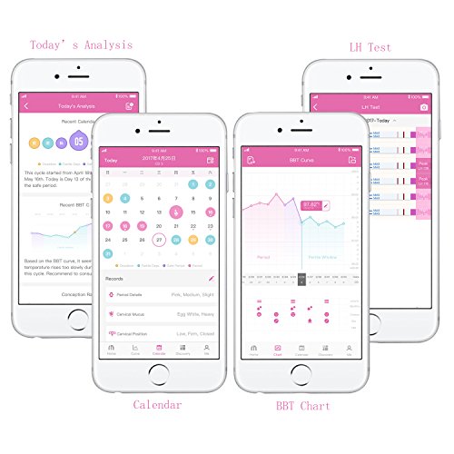 Basal Thermometer - Femometer App Track Fertility - Highly Accurate 1/100th Degree, Highly Sensitive for Natural Family Planning and Ovulation tracking - 2018 femometer thermometers (Purple)