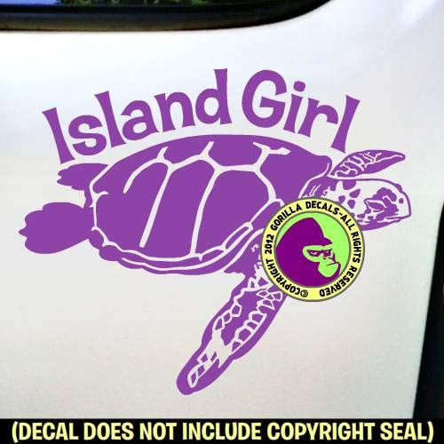 ISLAND GIRL Sea Turtle Ocean Vinyl Decal Sticker A