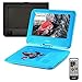 UEME Portable DVD CD Player with 9 Inch LCD Screen, Car Headrest Canvas Case, Remote Control, SD Card Slot and USB Port, Personal DVD Player with Rechargeable Battery PD-0093 (Blue)