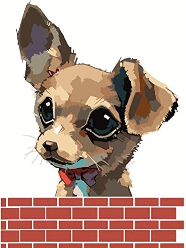 Diy Oil Painting Kids' Paint By Number Kits Wall Art -Cute Animal Dog 16x20inch