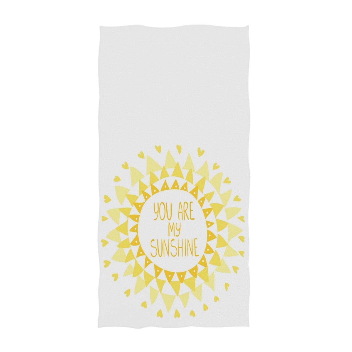 Naanle Stylish Beautiful Sun from Triangles You are My Sunshine Pattern Soft Large Hand Towels Multipurpose for Bathroom, Hotel, Gym and Spa (16" x 30",White)