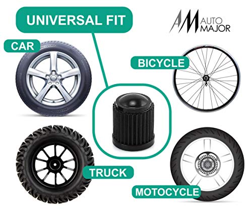 AUTOMAJOR Car Tire Valve Caps - Universal Tire Stem Covers Best for Cars, SUV, Bike, Bicycle, Trucks, Motorcycles - Heavy-Duty, Airtight, Leak-proof Seal, Screw-On, Easy-to-Use Stem Caps 20 pack Black