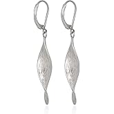 Silver Twist Drop Earrings for Women,Sterling Stylish Spiral Leverback Twisted Dangle Earrings Trendy Statement Jewelry for Women