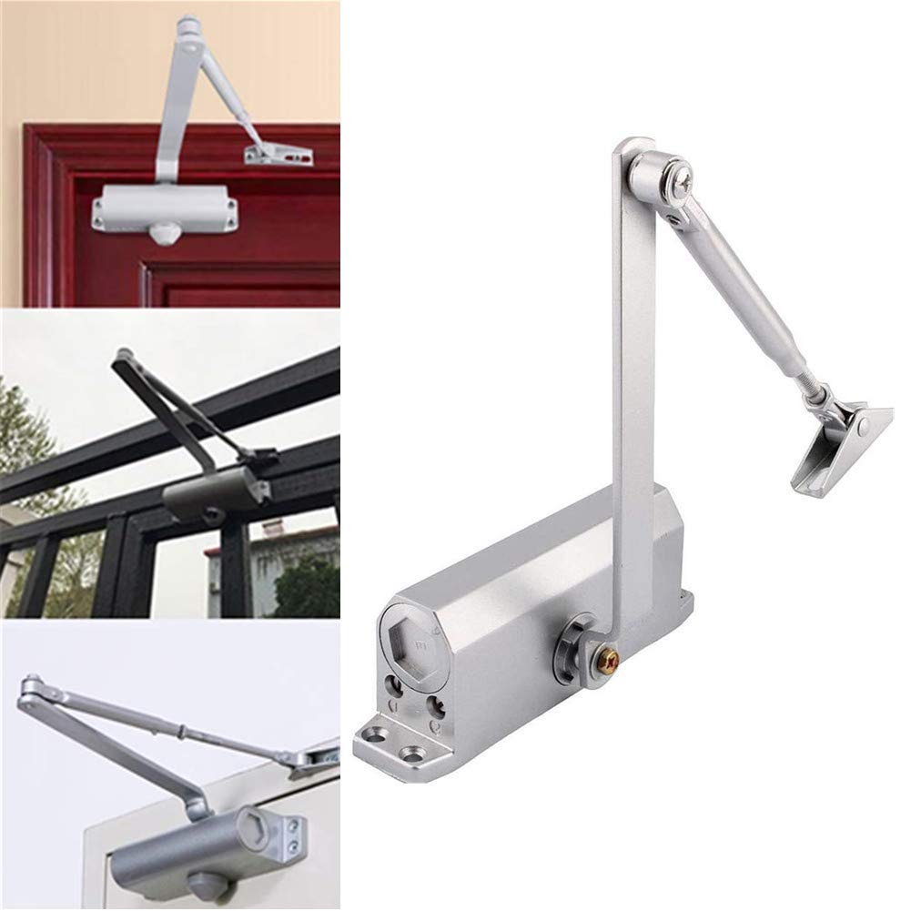 Ejoyous Aluminium Silver Door Closer, Heavy Duty, Automatic, Fire-Rated Doors, Commercial & Residential