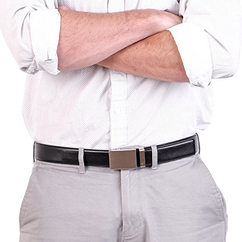 Mission Belt Men's Ratchet Belt - Steel Buckle / Black Leather, Large (36 - 38)