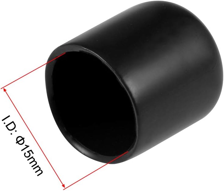sourcing map 10pcs Rubber End Caps 15mm ID Vinyl Round End Cap Cover Screw Thread Protectors Black - Image 4