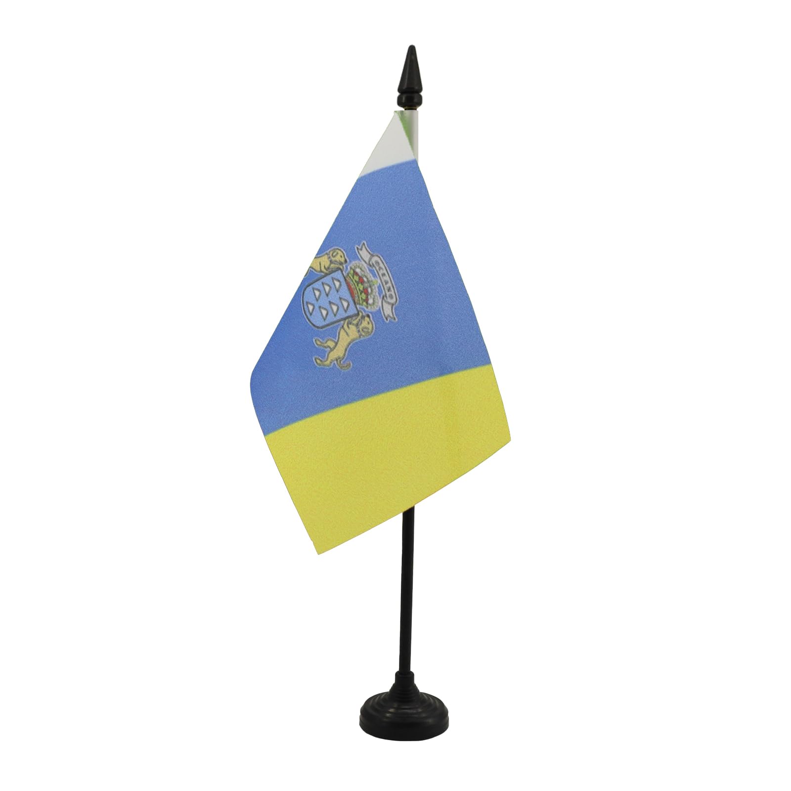 AZ FLAG - Canary Islands Table Flag 4'' x 6'' - Spanish region of Canarias Office Mini Banner 100% Polyester 15 x 10 cm - Mini Desk Flag with 10'' Pole and Black Plastic Base — image 1