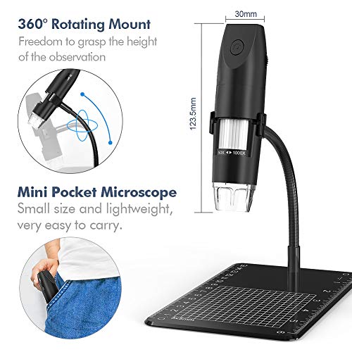 3 Microscope+Magnification+Compatible+Smartphone+Mac+Black