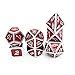 Haxtec Metal Dice Set D&D Red Silver DND Dice Set for Dungeons and Dragons RPG Games Leather Dice Bag DND Gifts-Glossy Enamel Dice (Silver Red)