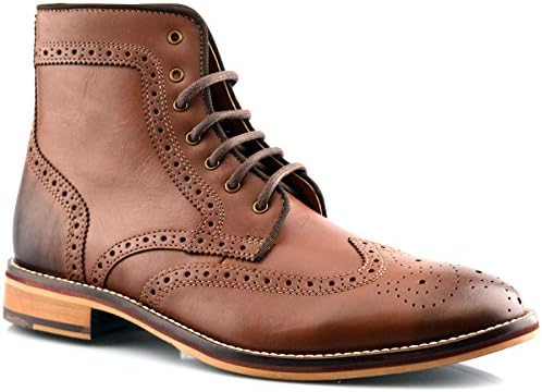 Mens Leather Lace Up Brogues Smart Casual Ankle Boots Shoes Size