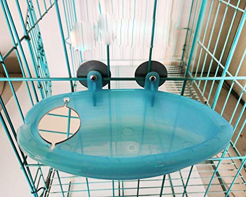 Bonaweite Bird Bathroom Accessory for Pet Parrots, Bird Cage Parrot Supplies Bathing Tub Bath Box with Mirror for Birds