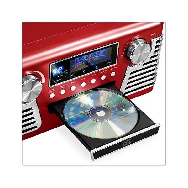 Tocadisco Victrola V50-200 RD 3 Vel Graba a MP3 Bluetooth Radio CD - Imagen 4