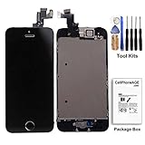CELLPHONEAGE For iPhone 5S New LCD Touch Screen Replacement Black with Home Button and Camera Full Set Digitizer Diplay Assembly Replacement with Free Repair Tool Kits