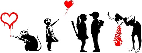 Amazon Com There Is Always Hope Ballon Girl Love Rat Girl Meets Boy Lovesick Banksy Inspired Decals Love Black Red Home Kitchen