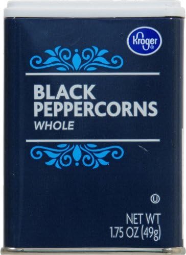 Kroger Black Whole Peppercorns 1.5oz Tin - PACK OF 3 - Smaller Tins Provide Maximum Freshness From Free Air Radicals