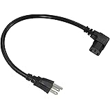 1FT Right Angle Computer Power Cord - NEMA 5-15 Plug to IEC C13 Power Cord,Universal PC Power Supply Cord, 16AWG, Black C13 3