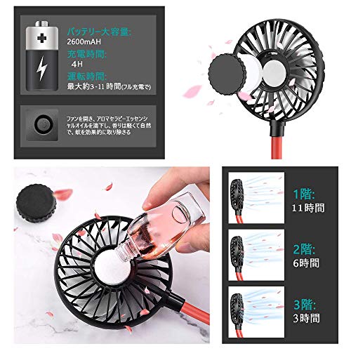 EKUPUZ Hands Free Portable Neck Fan Rechargeable Mini USB Personal Hanging Neck Wearing Fan Sports Fan Led Colorful Aromatherapy Fan or Home Office Travel Indoor Outdoor