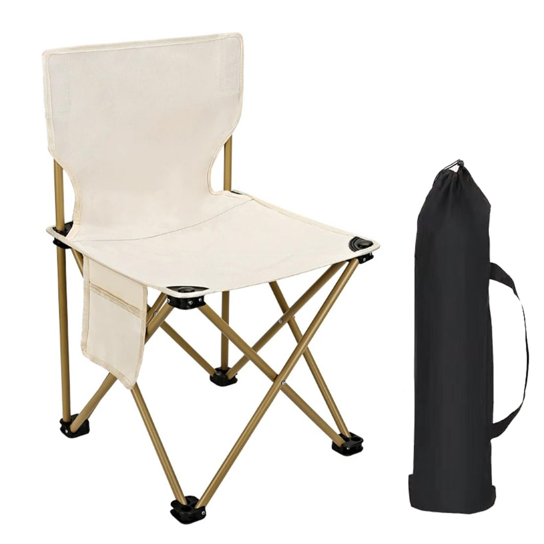 coldchill Ultralight Folding Camping Chair, Outdoor Backpacking Chair for Fishing, Hiking, Picnic, Camping, Travel, Beach, Fishing, Lawn, Concert, Foldable Camping Chair, 17.3''x12.2''x3.9'' (Beige)