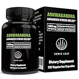 Verve Leaf Ashwagandha - All Natural Organic Adaptogen - with Patented Black Pepper Extract BioPerine Bioavailability & Absorption (120 Caps)