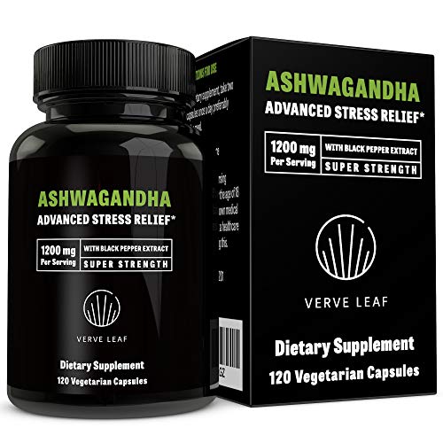Verve Leaf Ashwagandha - All Natural Organic Adaptogen - with Patented Black Pepper Extract BioPerine Bioavailability & Absorption (120 Caps) Verve Leaf Ashwagandha - All Natural Organic Adaptogen - with Patented Black Pepper Extract BioPerine Bioavailability & Absorption (120 Caps)