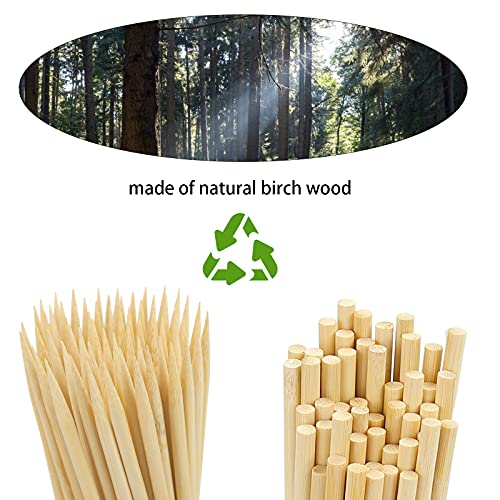 HANSGO Wooden Candy Apple Skewer Sticks, 5mm 6.25inch Birch Bamboo BBQ Caramel Apple Sticks Cotton Candy Stick Rock Candy Stick Skewer Semi Pointed Lollipop Sticks Barbecue Corn Dog