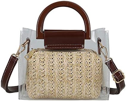 Women's Jelly Candy Bag Tote Handbags Waterproof Clear Crossbody Handbag Transparent Khaki Yellow Clutches Handle Shoulder Bag 2pcs Chic Bucket Bag Rattan Woven Purse Set Wallets