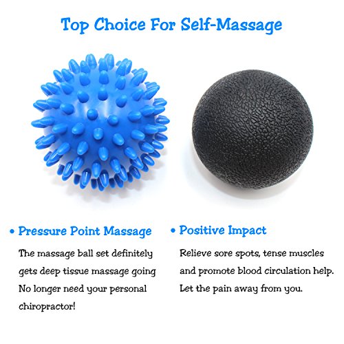 KMMIN Spiky Massage Ball, Massage Ball Roller Set - Lacrosse and Foot Spiky Ball Perfect for Plantar Fasciitis, Foot, Back, Neck, Deep Tissue Massage, Physical Therapy Equipment Includes Holder Bag - Thumbnail 3