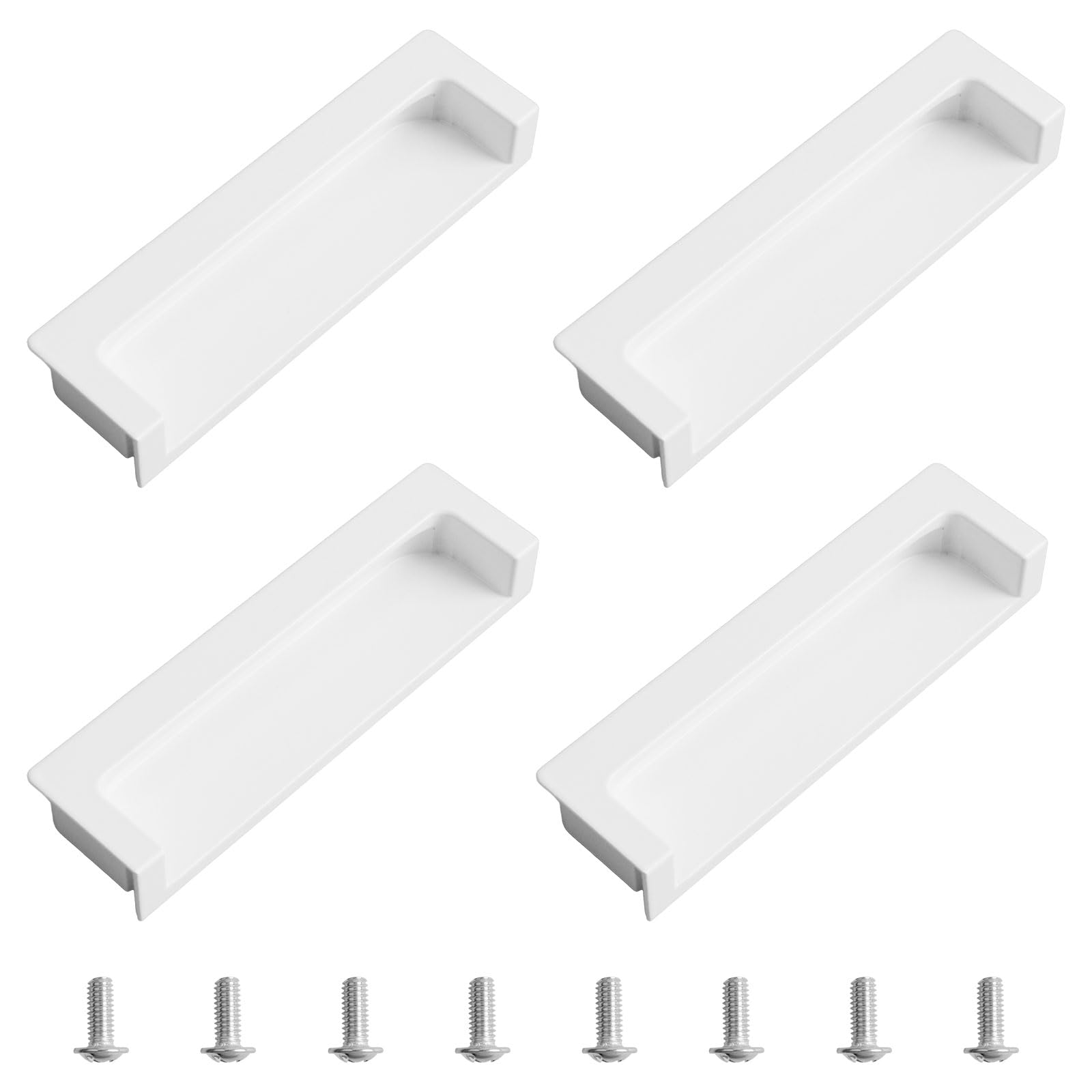 MOROBOR Tatami Hidden Door Handles, 4pcs Embedded Handle, Recessed Finger Pulls with Hidden Concealed Screws for Cabinet Wardrobe Drawer(White,105mm) — image 1