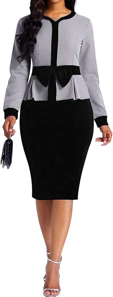 crew neck bowknot plain bodycon dress