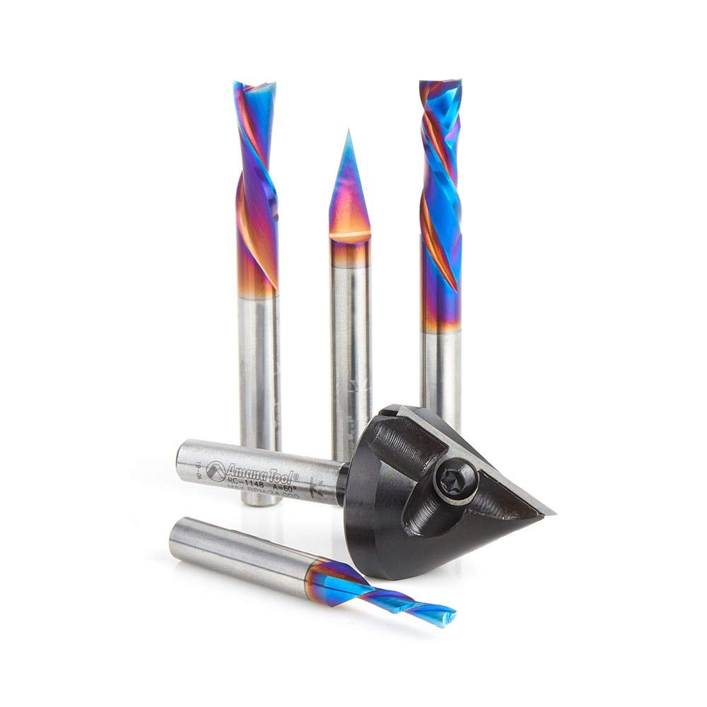 Amana Tool AMS-231 Blueline 5-Pc CNC Starter Set 1/4 Inch Shank
