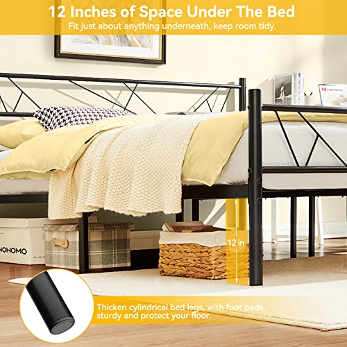WOHOMO Queen Bed Frame with Headboard, Upgarded 14 Support Leg Bedframe