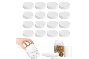 16PCS Wide Mouth Mason Jar Lid,86mm White Plastic Mason Lids Regular Mouth,Leak Proof Canning Covers with Silicone Rings,Reus