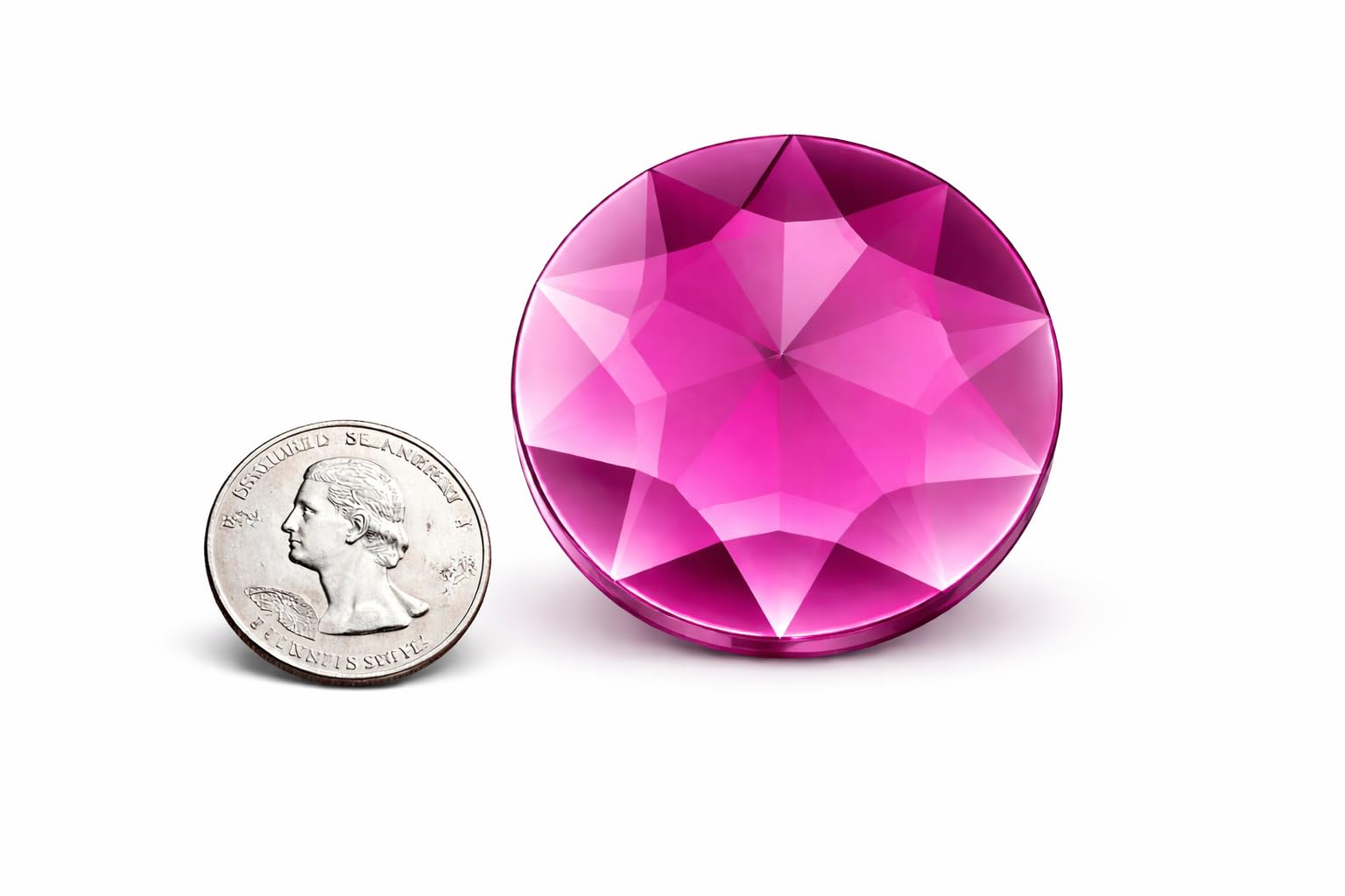 50mm Extra Large Flat Back Round Acrylic Rhinestones Plastic Circle Gems for Costume Making Cosplay Jewels Pro Grade Embelishments - 4 Pieces (Pink Fuschia)