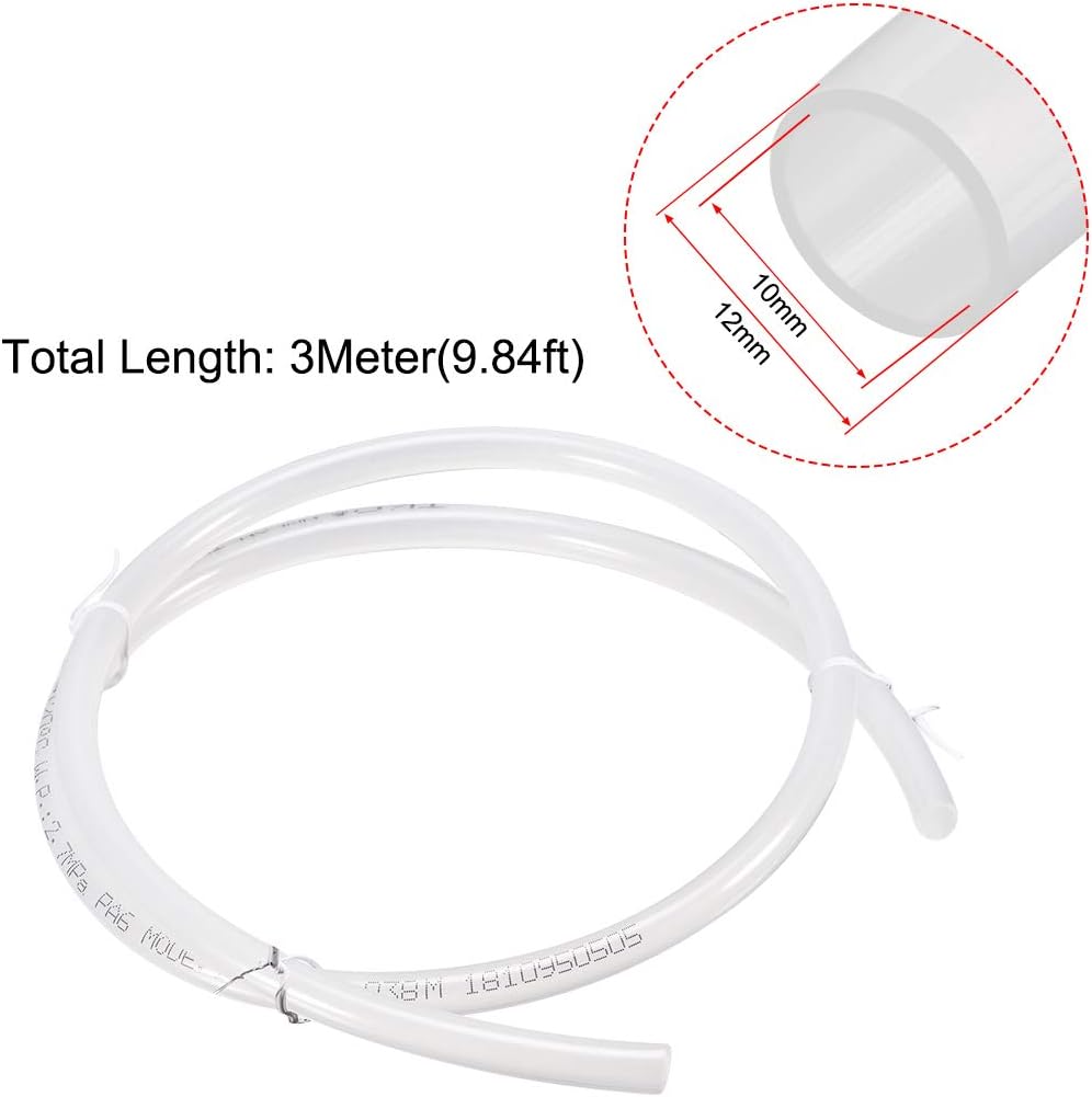 sourcing map Pneumatic Tubing, 12mm(1/2") OD x 10mm ID 10ft Air Brake Tubing Nylon Air Line Hose Clear, 12mm x 10mm x 3.0m - Image 3